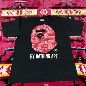 A Bathing Ape BAPE Pink Flame Ape Head Tee Men’s size small Pre-owned